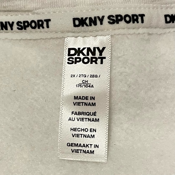 NWT DKNY Sport Women’s Rhinestone Sequin Logo Hoodie Light Gray - Size 2X - Picture 9 of 12